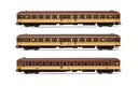 RENFE, set de 3 coches, decoración "Estrella" con bogies originales, compuesto de 2 x coches Bc11x-11600 y 1 x coche cama WL26x-7100, ép. IV. Ejes para sistema AC: HC6102 (10,50 x 24,50 mm) (1)