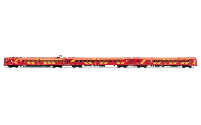 RENFE, automotor eléctrico serie 444, unidad 444-004, decoración rojo/amarillo, ép.IV (1)