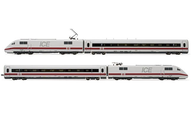 DB, set di 4 unità, elettrotreno ad alta velocità ICE 1 BR 401, livrea bianca/rossa, composto da locomotiva motorizzata, locomotiva folle e 2 carrozze intermedie, ep. IV-V (1)