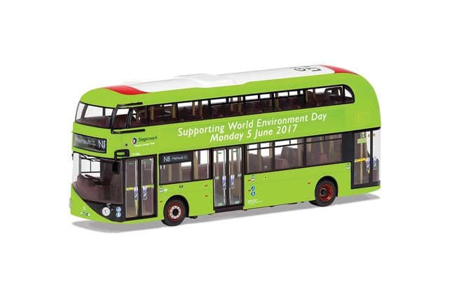 New Routemaster, Stagecoach London, LTZ 1406/LT406, Route N8 Hainault: The Lowe, Supporting World Environment Day (1)