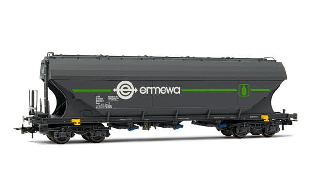 ERMEWA, 4-axle hopper wagon Uagps with flat walls, "Ermewa" livery, period VI. Suitable AC wheelsets for this item: HC6100 (10,27 x 25,20 mm) (1)