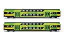 FS Trenitalia, set di 2 carrozze intermedie Vivalto a due piani, nuova livrea “Regionale” verde/gialla (1)