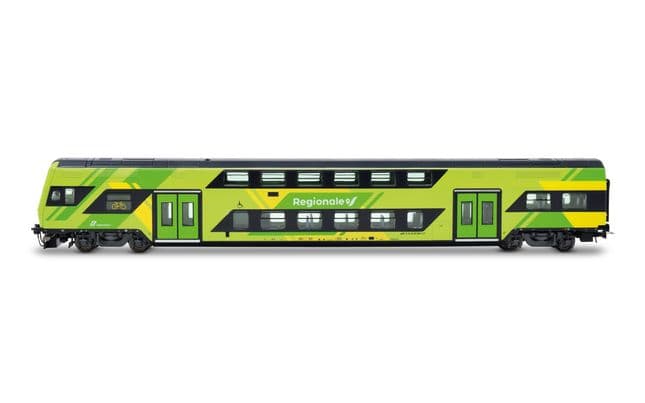 FS Trenitalia, set di 3 carrozze Vivalto a due piani (una pilota + 2 intermedie), nuova livrea “Regionale” (2)