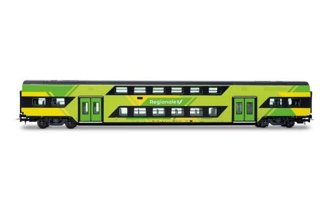 FS Trenitalia, set di 3 carrozze Vivalto a due piani (una pilota + 2 intermedie), nuova livrea “Regionale” (3)