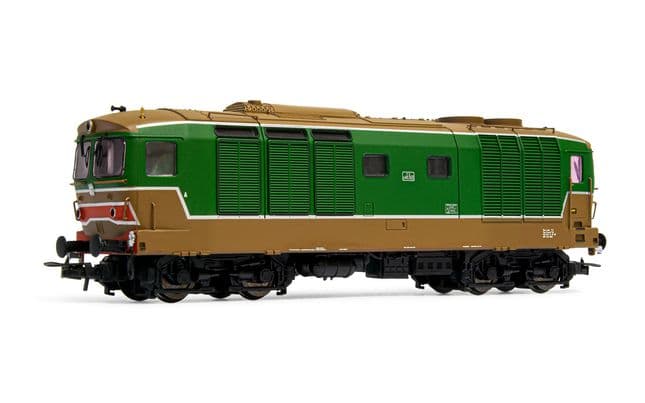 FS, locomotiva diesel D.445, 1a serie, livrea d'origine verde/isabella, ep. IV-V (1)
