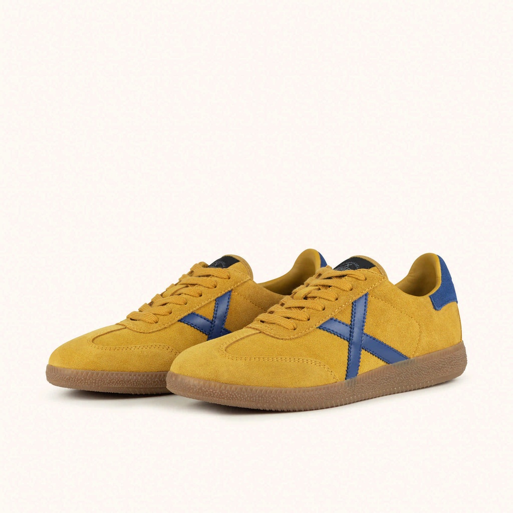 MUNICH BARRU 230 Mustard yellow and blue leather sneakers (6)