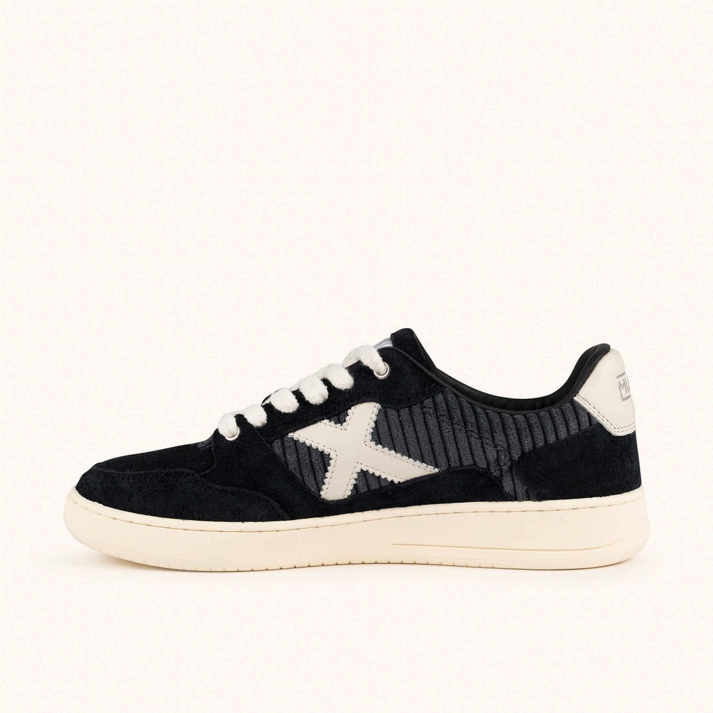 MUNICH LEGIT 122 Sneakers Retro tennis and skate night aesthetic in Black, Grey and White (4)