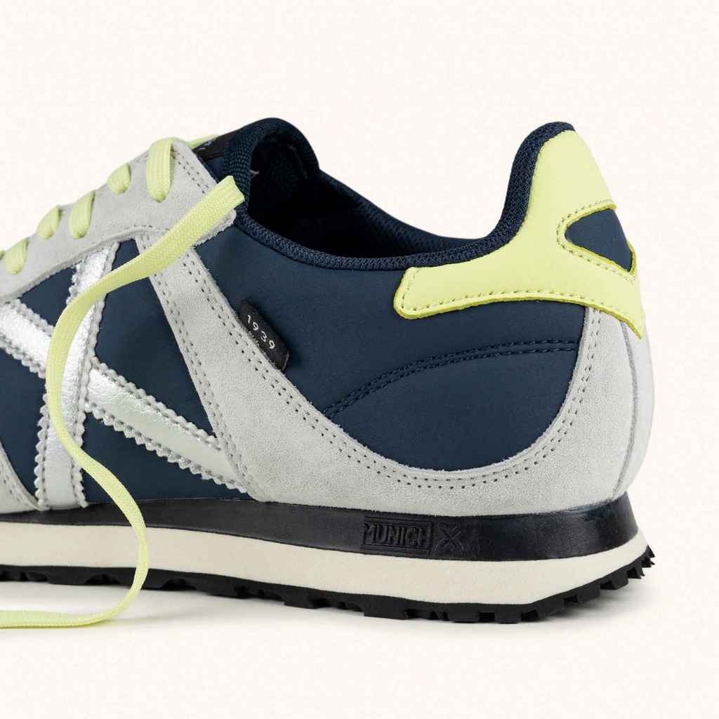 MUNICH MASSANA CLASSIC WMN 613 Sneakers Retro Running of athletic and sporty design Navy Blue, Light Grey, Silver and Fluor Yellow (3)