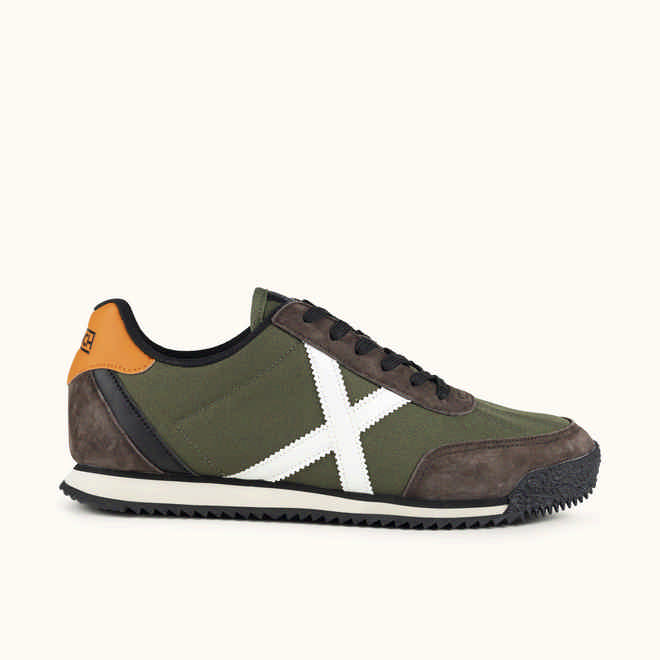 MUNICH RIBER 17 Sneakers retro seventies design Khaki Green, Brown and Orange. (1)