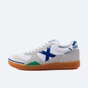 MUNICH GRESCA 04 Zapatillas fÃºtbol sala de piel y serraje en blanco y gris con azul (4)