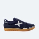 MUNICH GRESCA 04 Zapatillas fÃºtbol sala de piel y serraje en blanco y gris con azul (10)