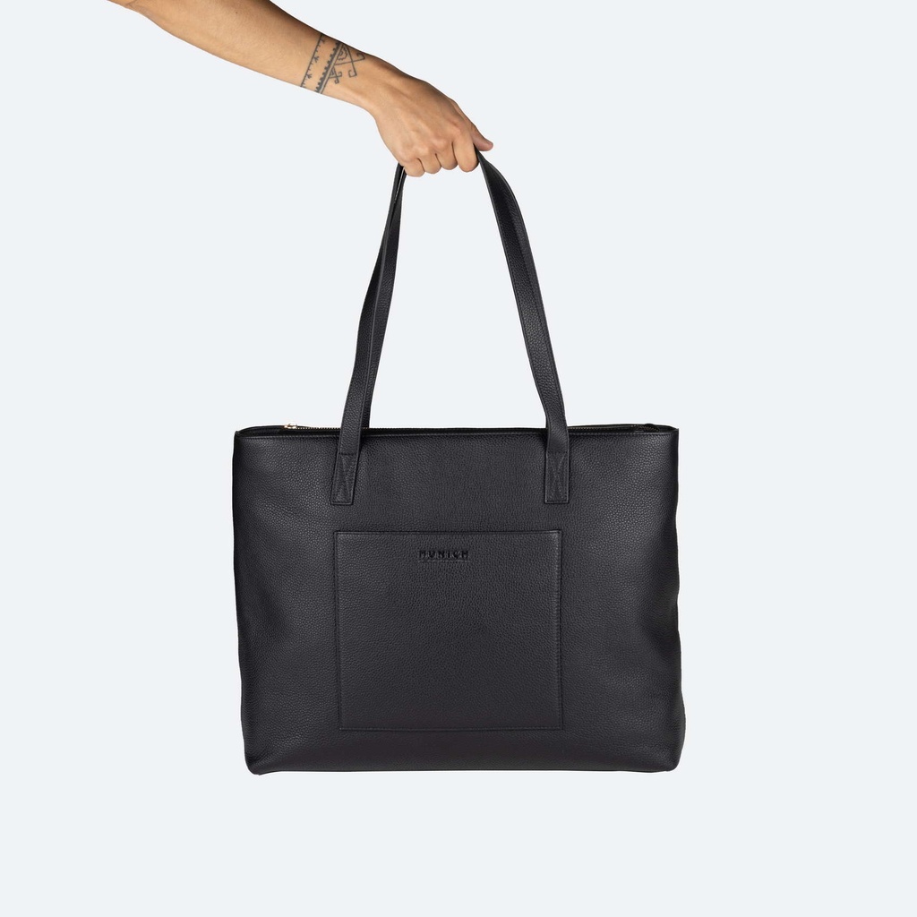 Bolso Shopper de Piel Vacuna y Logo Dorado SHOPPER LEATHER CRAFT (6)