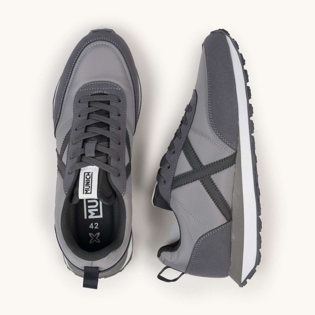 MUNICH RUSH 03 Retro Running Zapatilla Deportiva Gris con Detalles en Antracita y Negro (7)