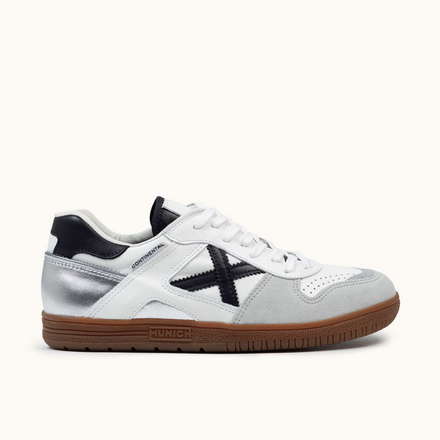 MUNICH CONTINENTAL PREMIUM 09 Zapatillas fÃºtbol sala de diseÃ±o clÃ¡sico y materiales premium Blanco, Gris y Plata (2)