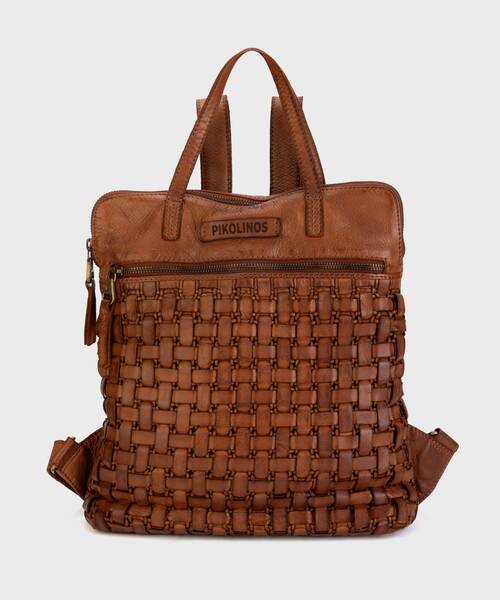 [WHA-793250U] AMER - Mochila de piel trenzada para mujer