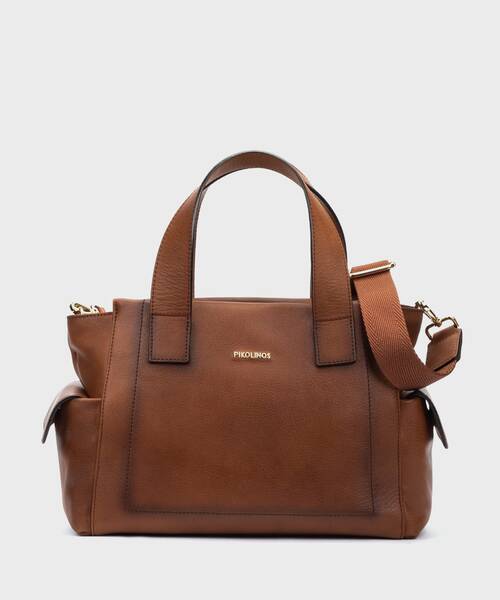 [WHA-374C1000U] PAU - Bolso de piel con doble asa para mujer. (BLACK)