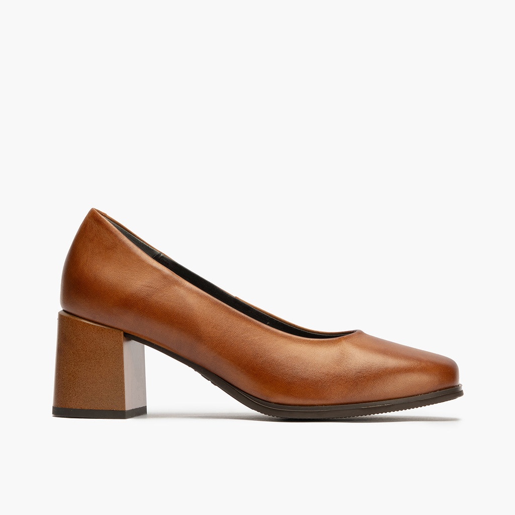 [102_CUERO_36] Zapato de Salón Mujer Tacón Alto Marrón Claro (36)