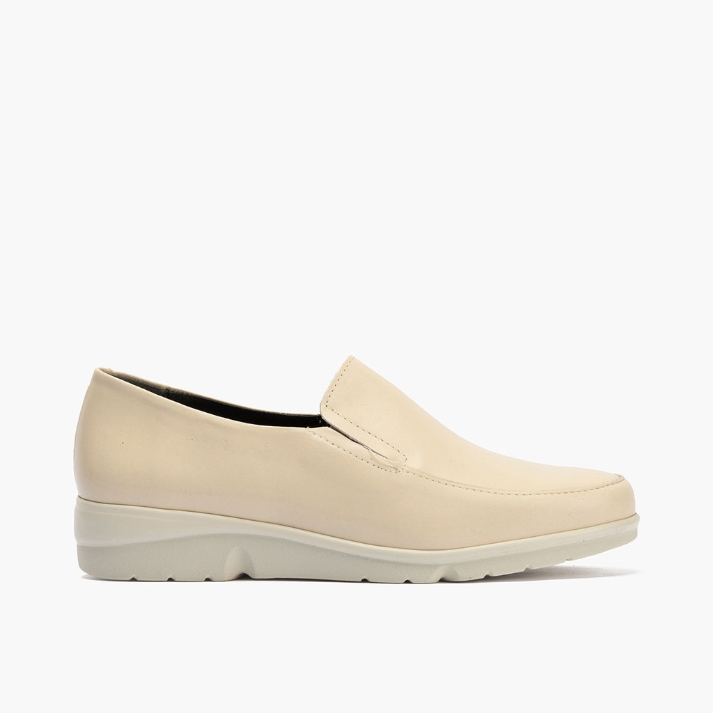 [107_CREMA_36] Mocasín Mujer Cuña Baja Beige (36)