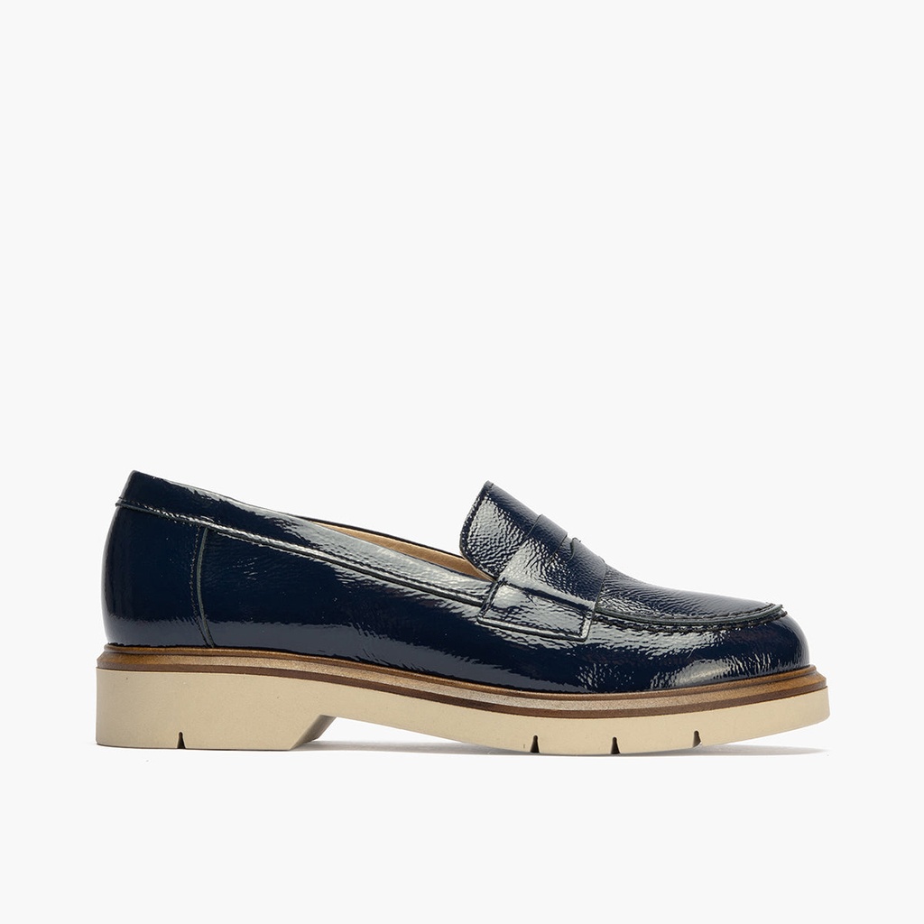 Mocasin mujer en piel charol MARINO
