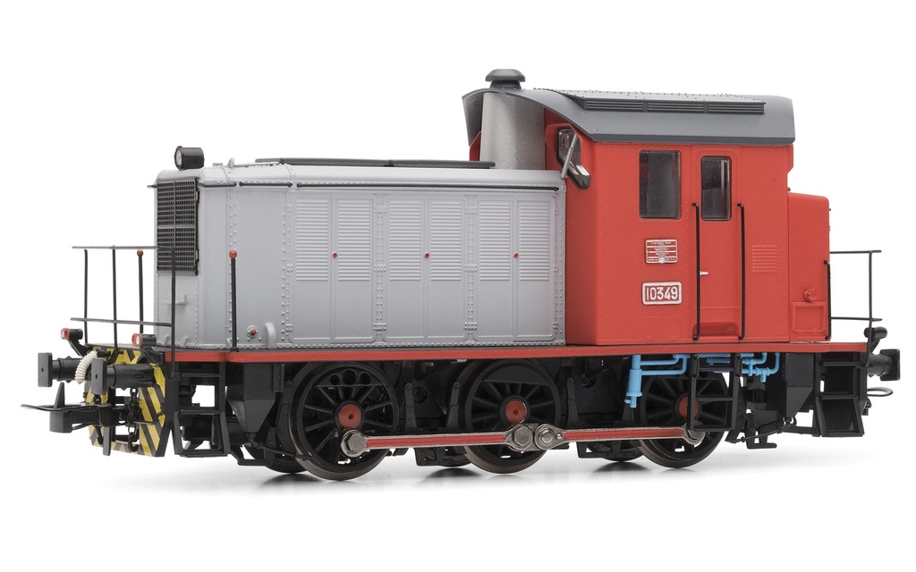RENFE, locomotora diesel 303 (10349), decoración roja/gris, ép. V
