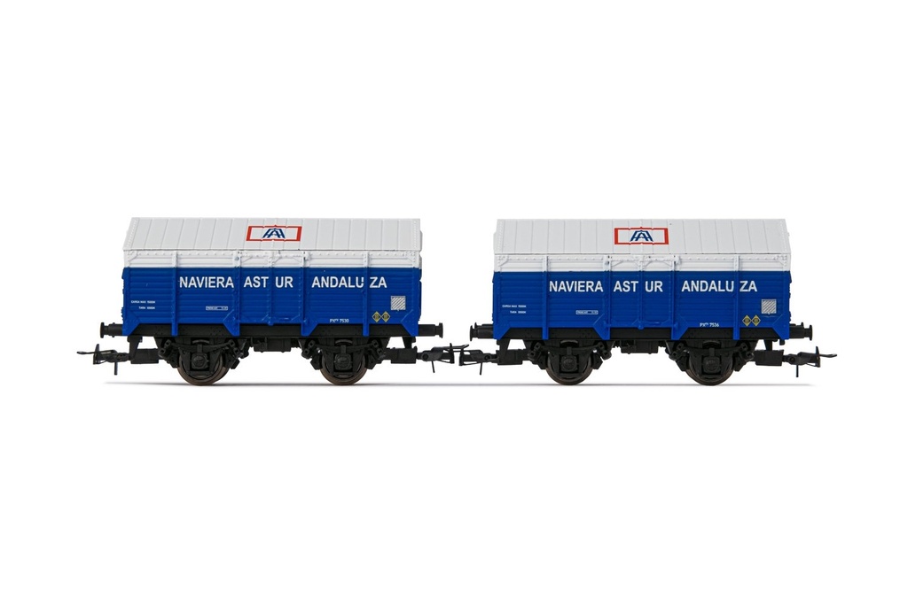 RENFE, set de dos vagones cubiertos de dos ejes PX "Naviera Astur Andaluza", ép. III