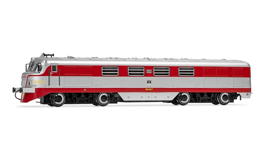 RENFE, locomotora diesel Talgo 2008 “Virgen de la Soledad”, decoración original, cristales blindados, sin aire, ép. IV