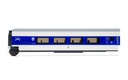 RENFE, Talgo Pendular, coche de primera clase, decoración azul/blanco 'Largo Recorrido', ép. V