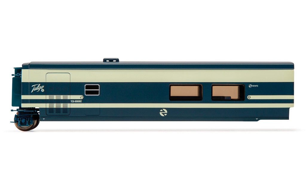 RENFE, Talgo Pendular, coche cafeteria, versíon original azul/beige, ép. IV