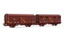 RENFE, set de 2 vagones cerrados de 2 ejes J2, "Vagón Aislante", uno con luz roja trasera intermitente, ép. IV. Ejes para sistema AC: HC6101 (11,27 x 24,25 mm)