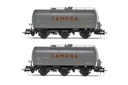 RENFE, set de 2 vagones cisternas de 3 ejes, decoración gris, "Campsa", ép. III. Ejes para sistema AC: HC6101 (11,27 x 24,25 mm)