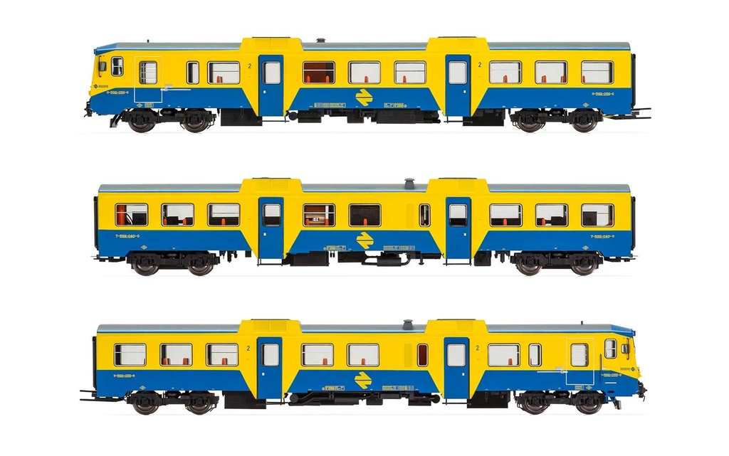 RENFE, set de 3 unidades, automotor diesel 592 en versión azul/amarillo, ép. IV-V, con decoder de sonido