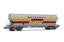 RENFE, vagón tolva de 4 ejes Uagpps con paredes redondas, decoración original "Metransa", ép. IV. Ejes para sistema AC: HC6100 (10,27 x 25,20 mm)