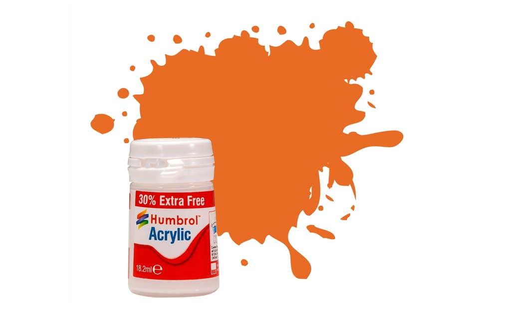 Acrylic Paint: 18 - Orange - Gloss - (14ml + 30% Extra Free Pot)