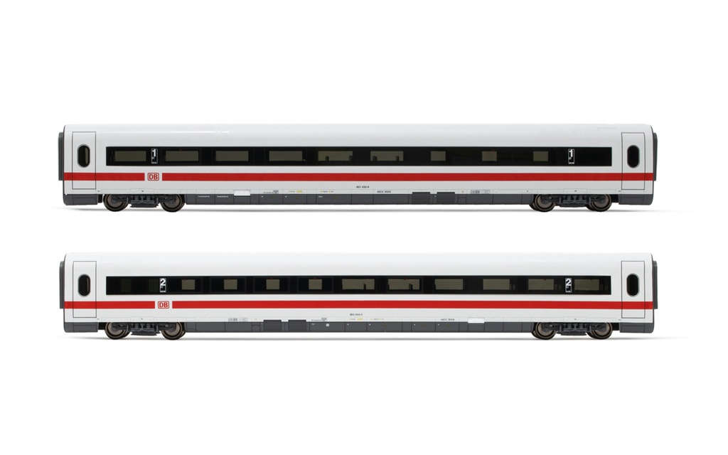 DB AG, set di 2 carrozze aggiuntive ICE 1 BR 401, livrea bianca/rossa, composto da 1 carrozza di 1a classe e 1 carrozza di 2a classe, Tz 157 "Landshut, ep. VI
