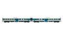 FS, set di 2 unità ALn 668 serie 1200 (doppia porta centrale, marmitte sul tetto), livrea d'origine con finestrini frontali piani