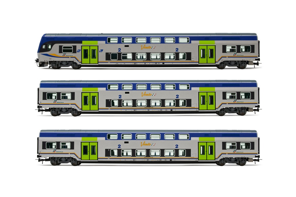 FS Trenitalia, set di 3 carrozze Vivalto, livrea DPR, nuovo logo "Vivalto", composto da carrozza pilota e 2 carrozze intermedie, ep. VI