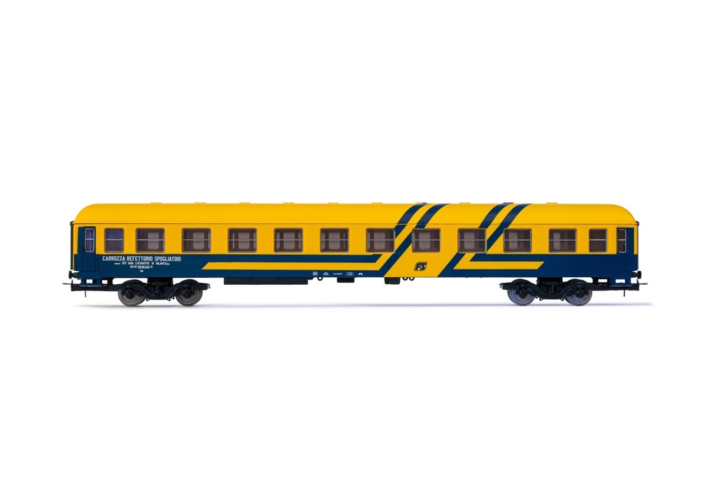 FS, "Carrozza Refettorio Spogliatoio" per Treno Soccorso, livrea blu/giallo