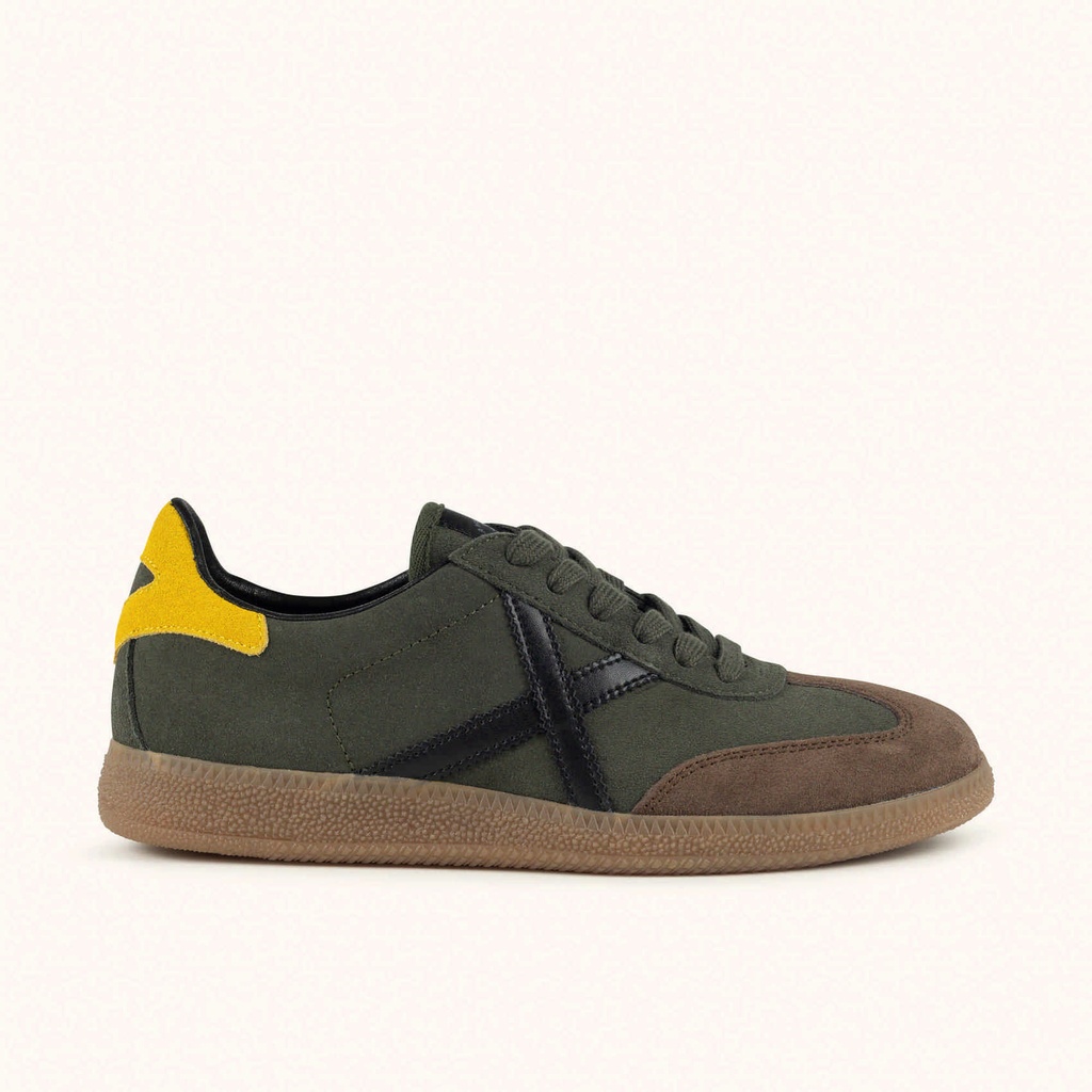 [8445648793594-36] MUNICH BARRU 234 Olive green and brown leather sneakers with yellow detail (36)