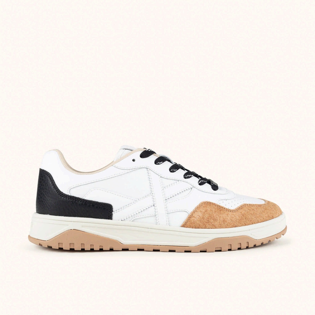 [8445648791989-36] MUNICH TENNEZ 16 Sneakers Retro tennis and skate casual style in White, Caramel and Black (36)