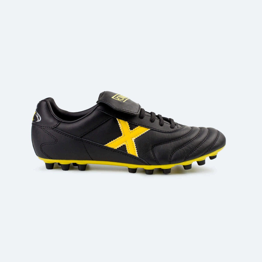 [2150309-37] MUNICH MUNDIAL U25 Zapatillas clÃ¡sicas y planas de piel de canguro negro y amarillo (37)