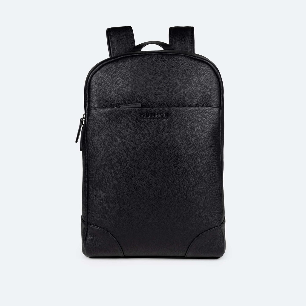7058110 Mochila de piel negra con banda para trolley BACKPACK CRAFT