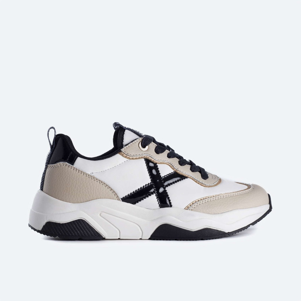 [8770105-36] MUNICH WAVE 105 Zapatillas de diseÃ±o retro con volumen Blanco, Beige y Negro (36)