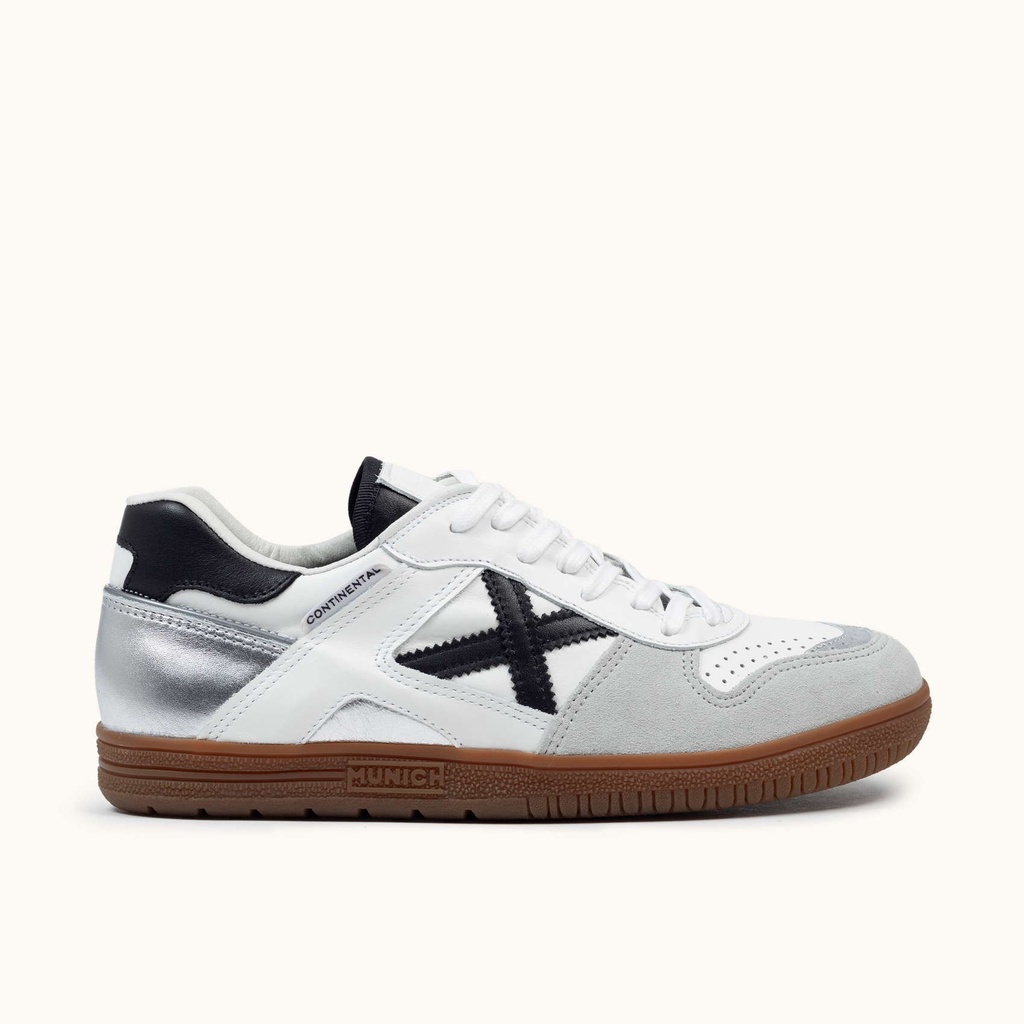 [8105009-39] MUNICH CONTINENTAL PREMIUM 09 Zapatillas fÃºtbol sala de diseÃ±o clÃ¡sico y materiales premium Blanco, Gris y Plata (39)