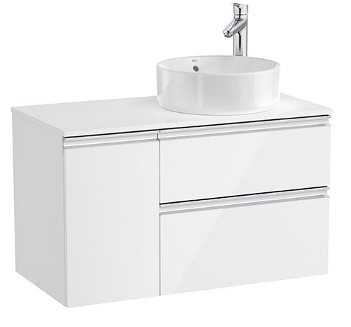 [PROCA851502806] Mueble base The Gap/Hebe c/2 cajones p/lavabo de sobre encimera derecha, 900x460x537 mm, blanco brillo, (A851502806)