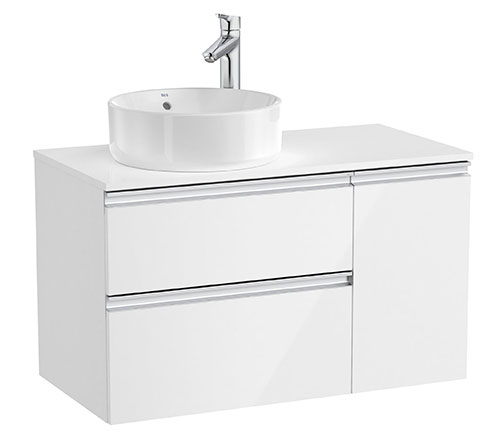 [PROCA851503806] Mueble base The Gap/Hebe c/2 cajones p/lavabo de sobre encimera izquierda, 900x460x537 mm, blanco brillo, (A851503806)