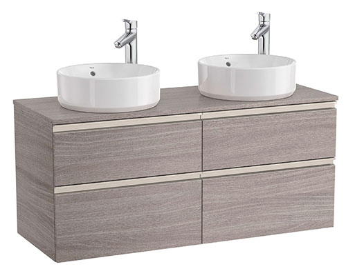 Mueble base The Gap c/4 cajones p/2 lavabos 1200x460x537 mm, roble city texturizado, (A851506402)