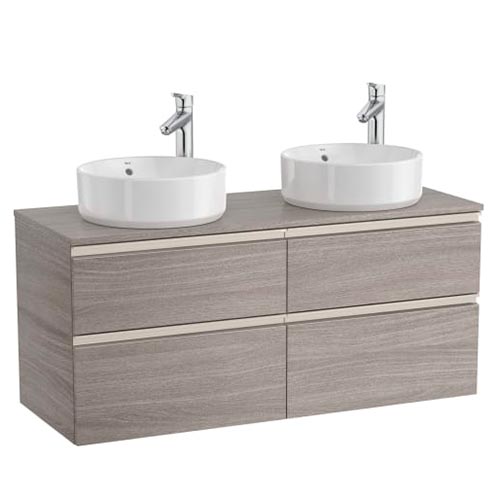 Mueble base The Gap c/4 cajones, p/2 lavabos de sobre encimera 1200x460x537 mm, nogal, (A851506517)