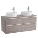 Mueble base The Gap c/4 cajones, p/2 lavabos de sobre encimera 1200x460x537 mm, nogal, (A851506517)