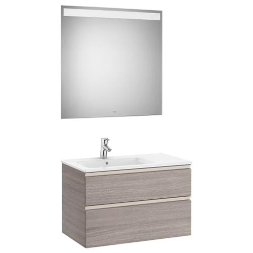 Conjunto Pack The Gap (mueble base c/2 cajones, lavabo izquierda y espejo LED) 805x460x537 mm, blanco mate, (A851512