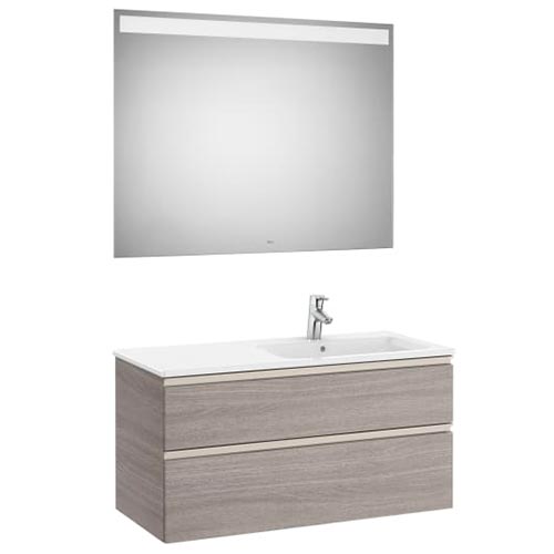 Conjunto Pack The Gap (mueble base c/2 cajones, lavabo derecha y espejo LED) 1005x460x537 mm, azul mate, (A851515548